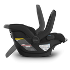 Black baby car seat with 'MESA' branding on a white background