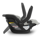 Black and gray baby car seat with 'MESA' branding on a white background