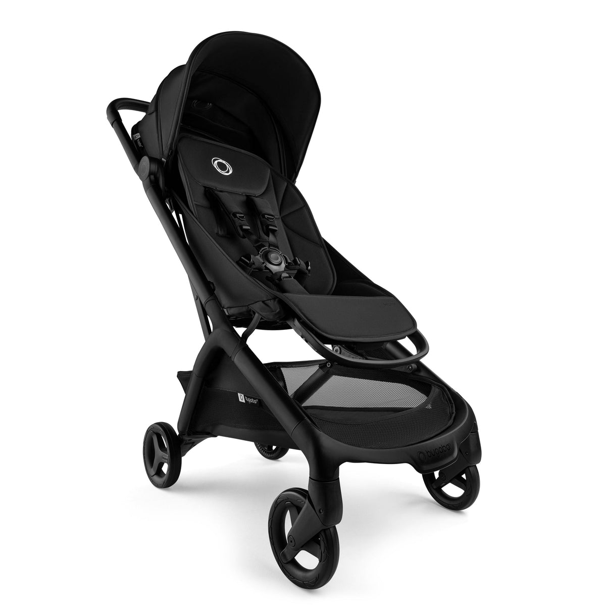Black stroller on a white background