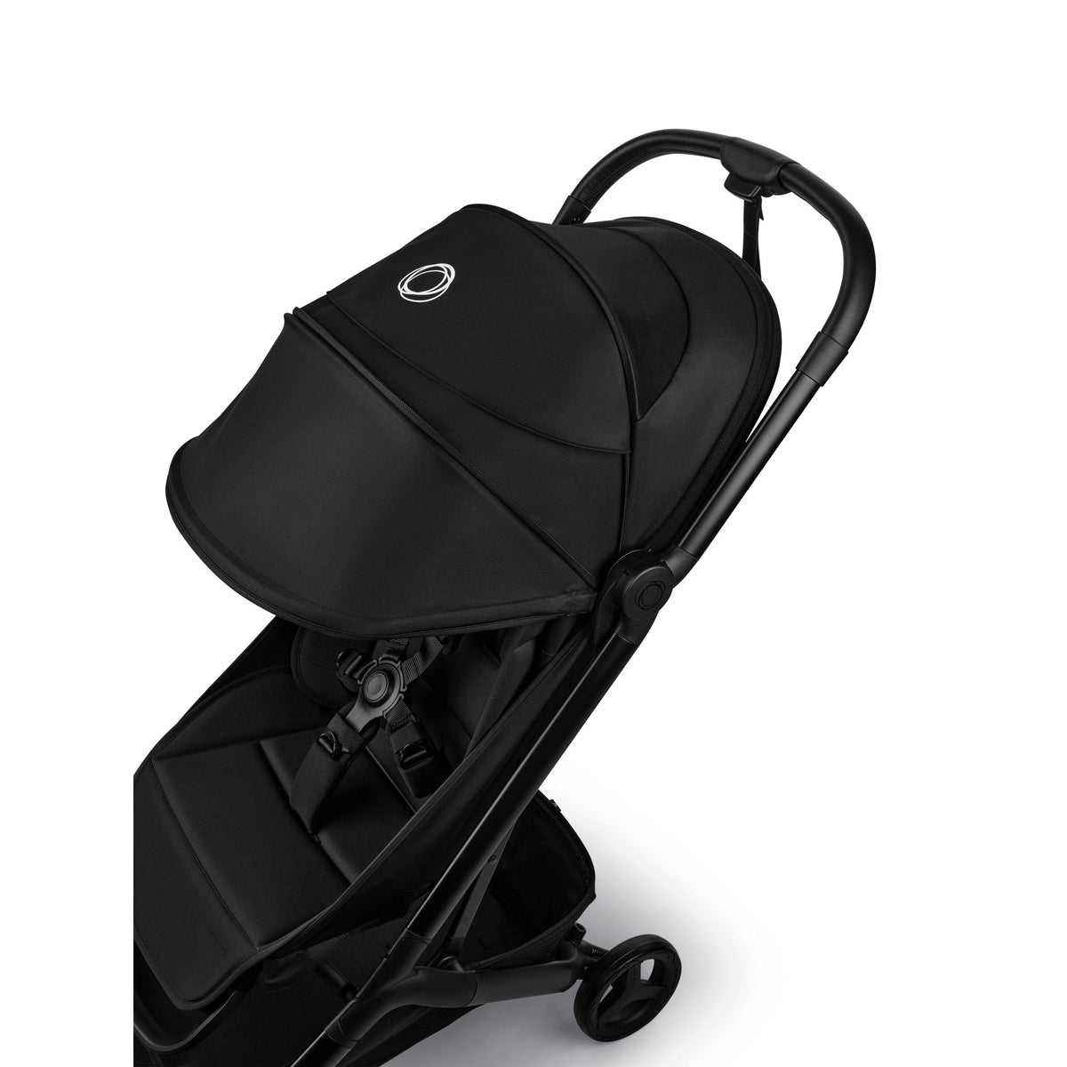Black stroller on a white background
