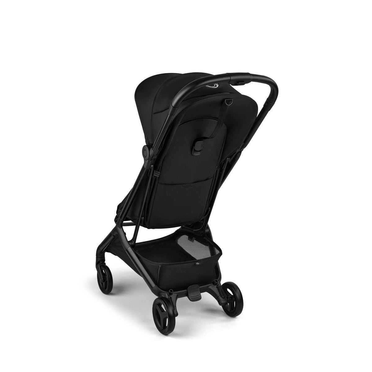 Black stroller on a white background
