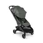 Gray stroller with black frame on a white background