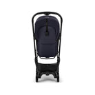 Navy blue stroller with black frame on a white background