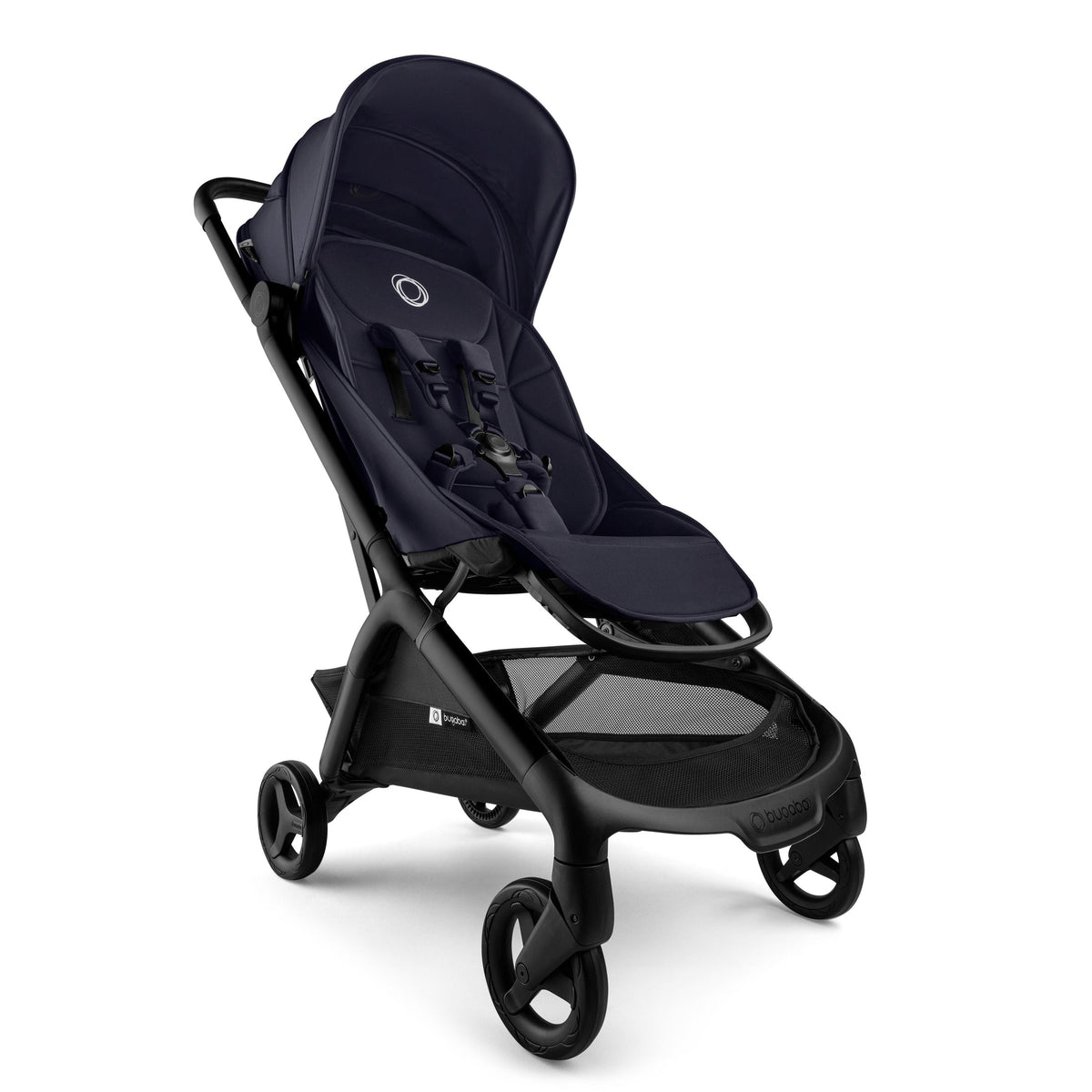 Black stroller on a white background