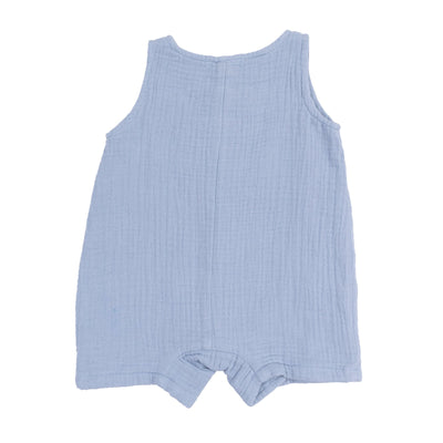 Muslin Sleeveless Shortie Romper - Dusty Blue by Angel Dear