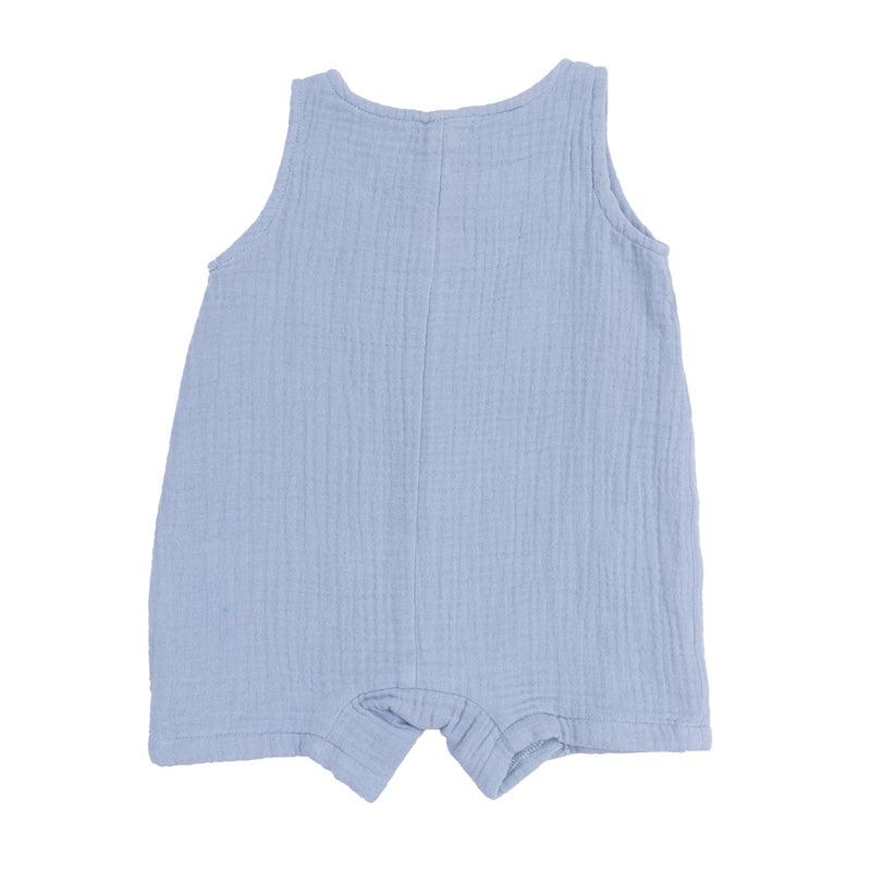 Muslin Sleeveless Shortie Romper - Dusty Blue by Angel Dear