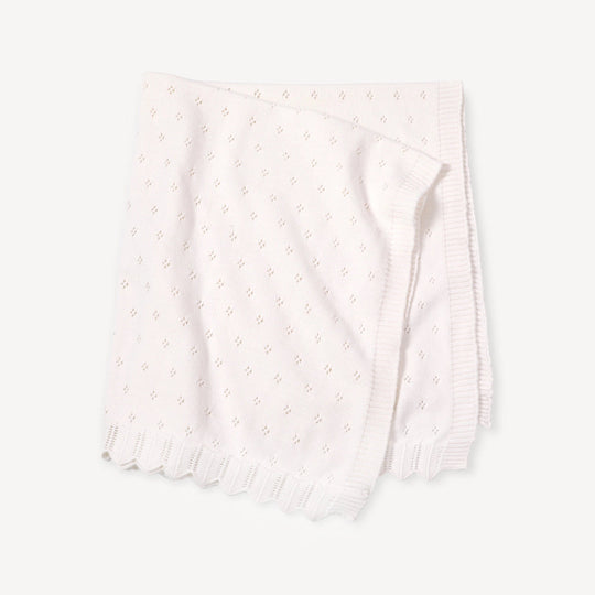 Organic Classic Pointelle Knit Baby Blanket - Dove White by Viverano Organics