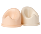 Two beige silicone cups on a white background