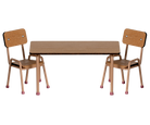 Wooden table and chairs set on a white background
