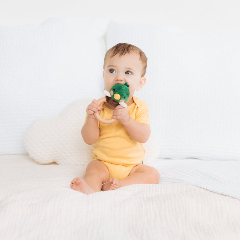 Mallard Duck Wooden & Plush Baby Teether by Pearhead