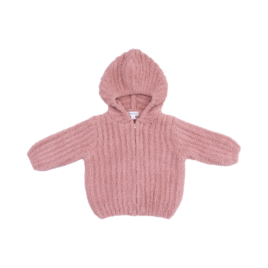 Pink knitted hoodie on a white background