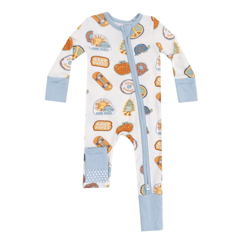Bamboo 2 Way Zipper Romper - Groovy Vibes Stickers by Angel Dear