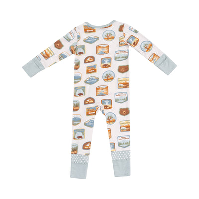 Bamboo 2 Way Zipper Romper - National Park Patches by Angel Dear