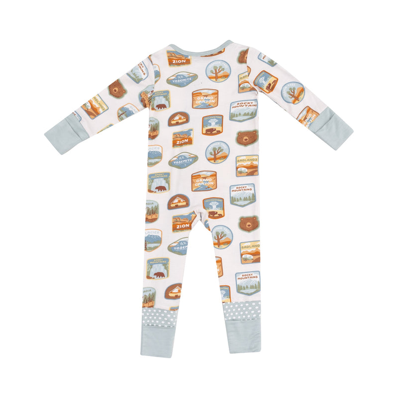 Bamboo 2 Way Zipper Romper - National Park Patches by Angel Dear