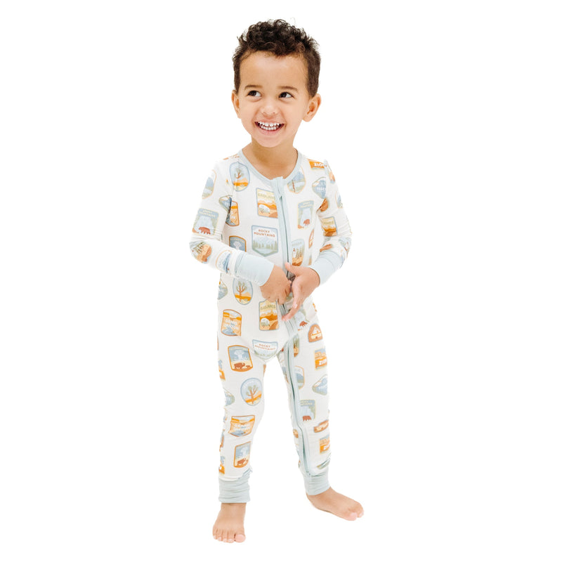 Bamboo 2 Way Zipper Romper - National Park Patches by Angel Dear