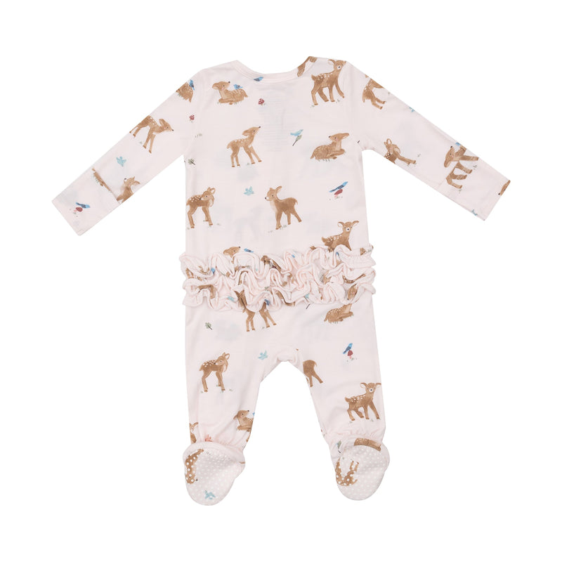 Bamboo 2 Way Ruffle Zipper Footie - Soft Deer by Angel Dear