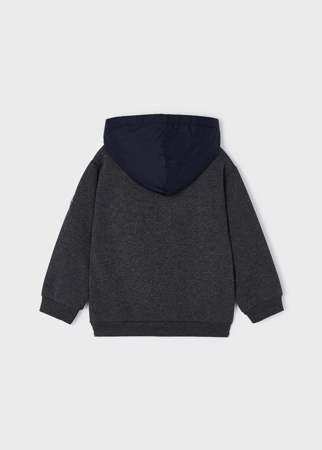 Mixed Hooded Jumper with Zipper - Asphalt by Mayoral