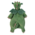 Green plush dragon toy on a white background