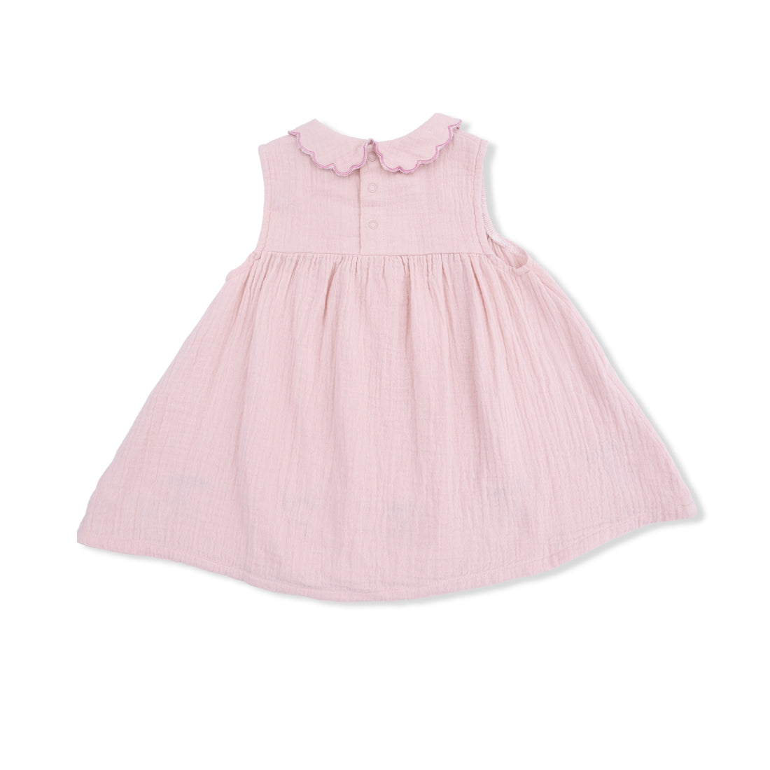 Pink dress with a collar on a white background