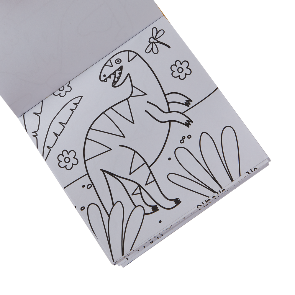 Coloring book with a dinosaur design on a white background