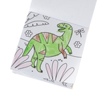 Coloring book with a green dinosaur illustration on a white background