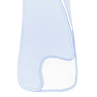 Light blue baby romper with a zipper on a white background