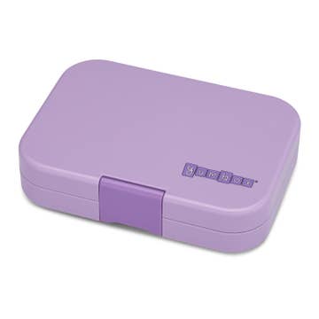 Purple lunch box with 'gumbox' branding on a white background