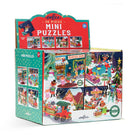 A 39-piece box of Coeebo Mini Puzzles, featuring a festive Christmas-themed display box with colorful illustrations of holiday scenes and Santa Claus.