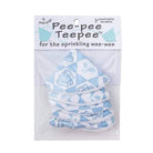 Pack of 5 Pee-pee Teepee reusable cloth diapers in a clear plastic bag with a white header card, featuring a light blue and white patterned design.