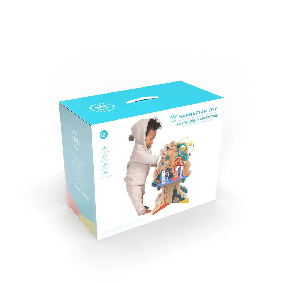 Manhattan Toy Playground Adventure Wooden Toddler Activity Center Manhattan Toy 160810 Playground Adventure Wooden Toddler Activity Center  for 12 months and above with Gliders, Abacus Track, Spinners, Spring Toys  and