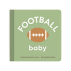 Book titled 'Football Baby' with a football illustration on a green background