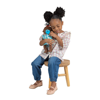 Wee Baby Stella Doll - Brown with Black Wavy Tuft by Manhattan Toy