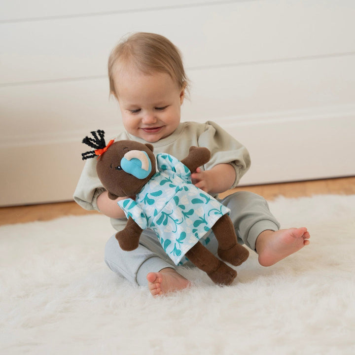 Wee Baby Stella Doll Brown with Black Wavy Tuft by Manhattan Toy