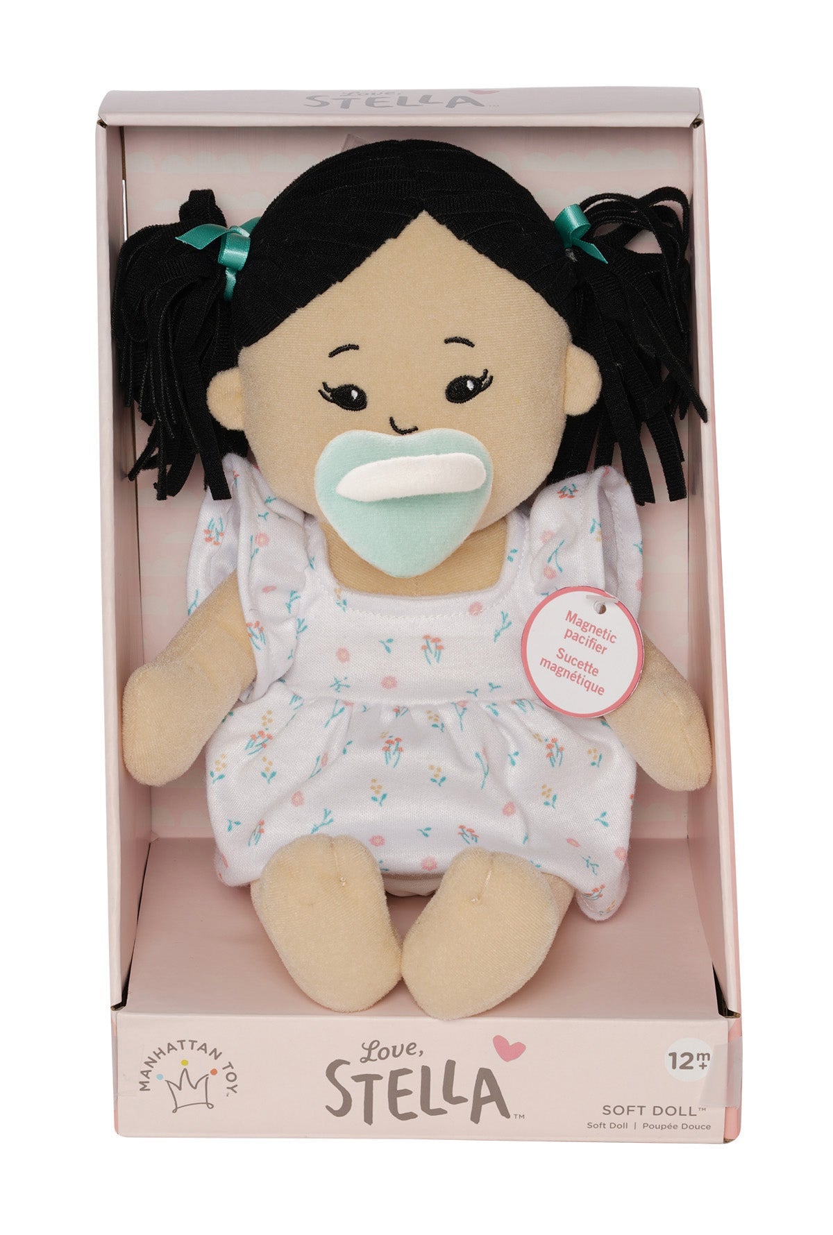 Stella soft doll in packaging with pacifier and outfit