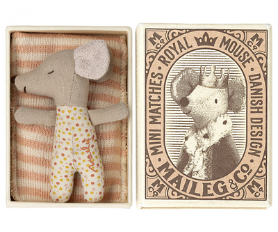 Sleepy Wakey, Baby Mouse in Matchbox - Rose by Maileg