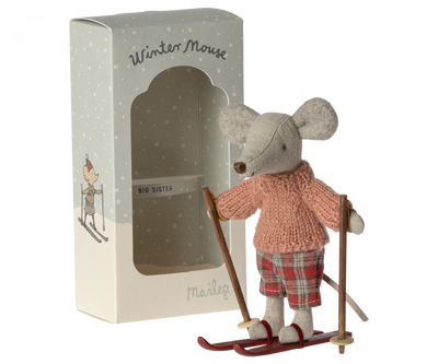 Winter Mouse with Ski Set, Big Sister by Maileg