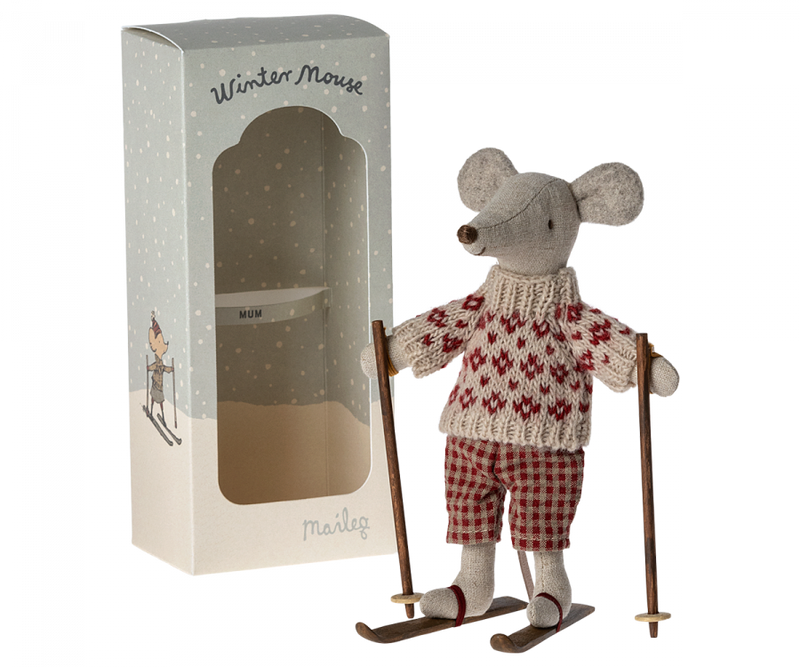 Winter Mouse with Ski Set, Mum by Maileg