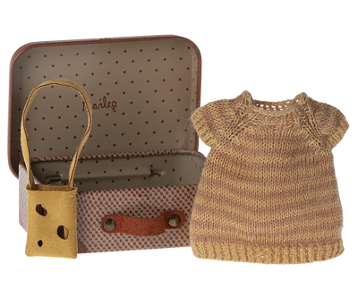 Knitted Dress & Bag in Suitcase, Mouse - Big Sister by Maileg