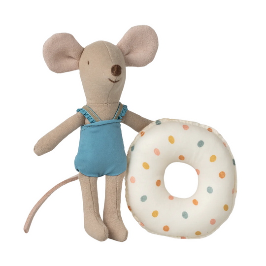 Beach Mouse with Float, Little Sister - Multi Dot by Maileg