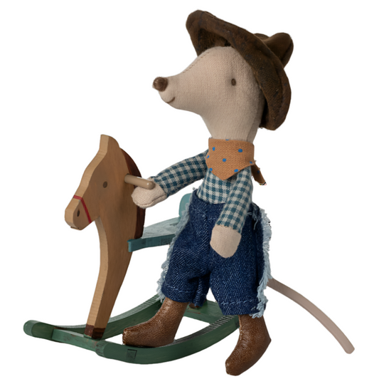 Cowboy Mouse on Rocking Horse, Little Brother by Maileg
