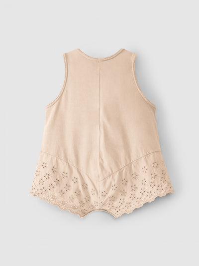 English Embroidery Romper - Taupe by Snug