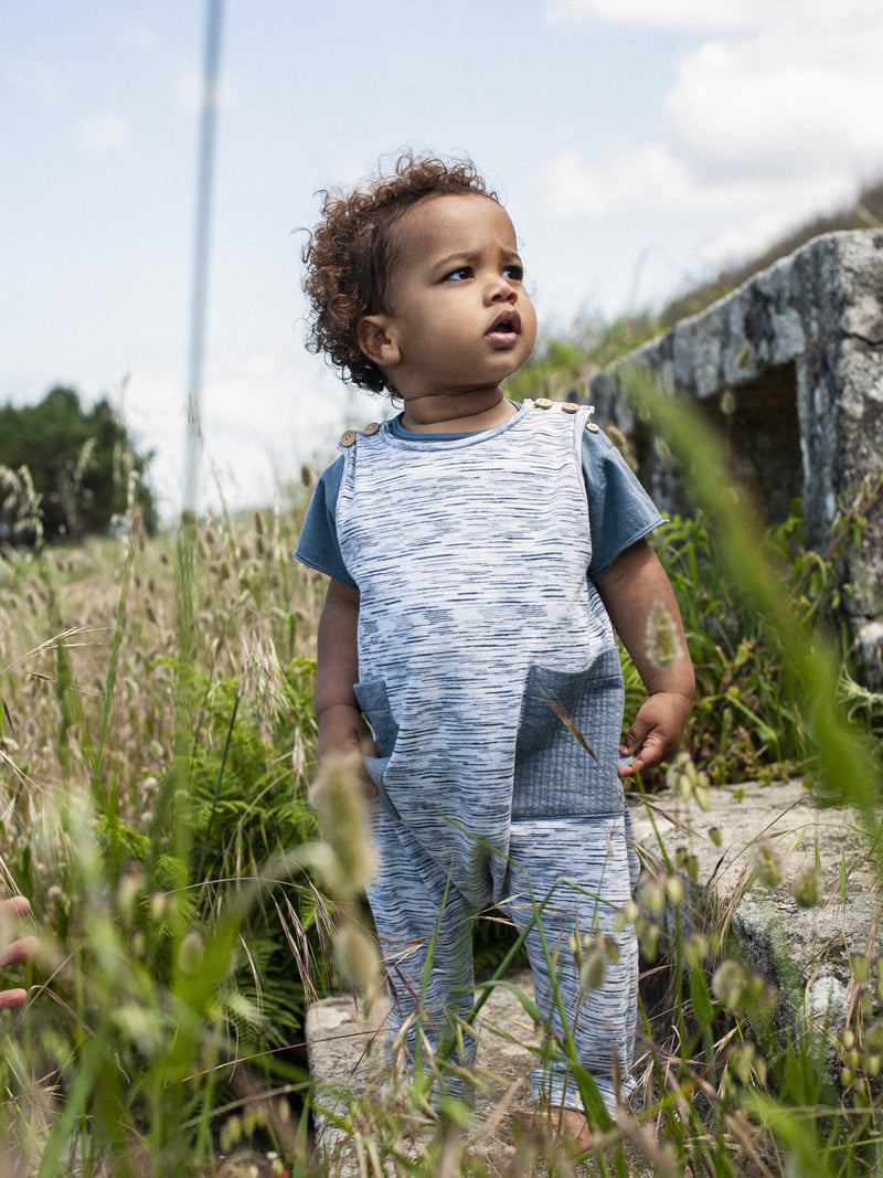 Jumpsuit with Jersey Pockets - Indigo Stripe by Snug