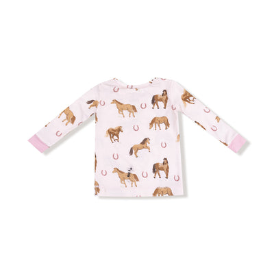 Bamboo Long Sleeve Lounge Wear Set - Pink Horses by Angel Dear