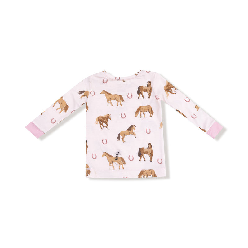 Bamboo Long Sleeve Lounge Wear Set - Pink Horses by Angel Dear