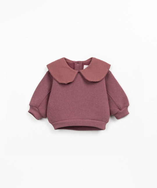 Eyelet Collar Sweatshirt - Dark Pink by Play Up