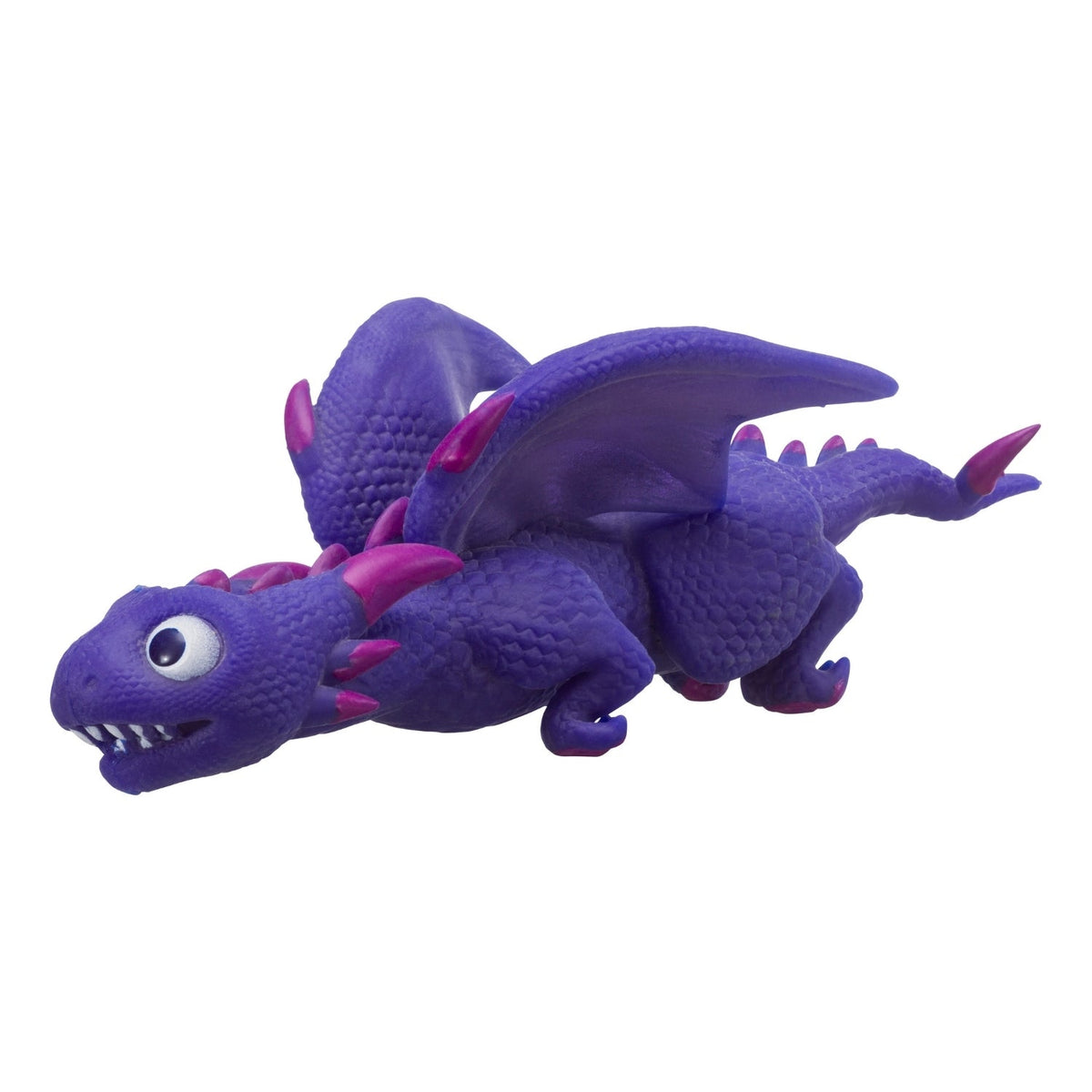 Purple dragon toy with pink accents on a white background