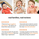 Product review section with baby images and text on a white background