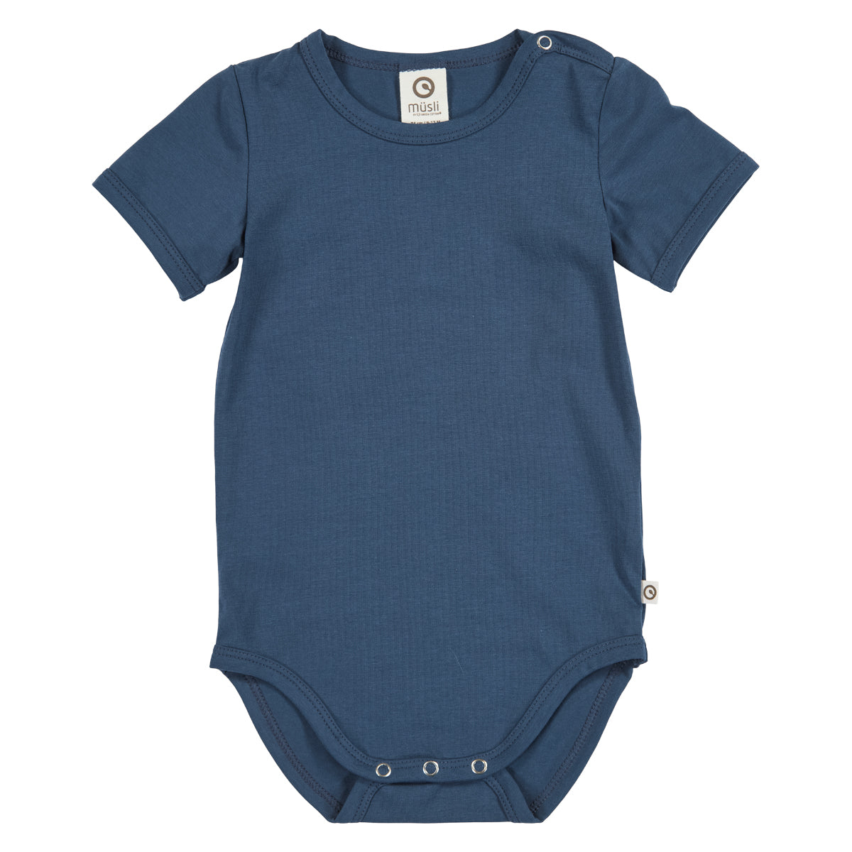 Blue baby onesie on a white background