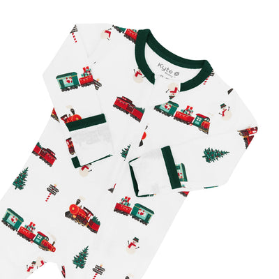 Printed Footie with Zipper - Holiday Train by Kyte Baby