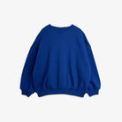 A royal blue crewneck sweatshirt with a relaxed fit and ribbed cuffs, shown from the back on a light gray background.